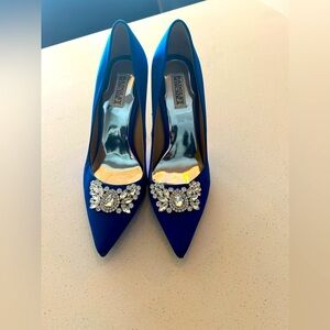 Bradley Mischka Blue Satin Heels